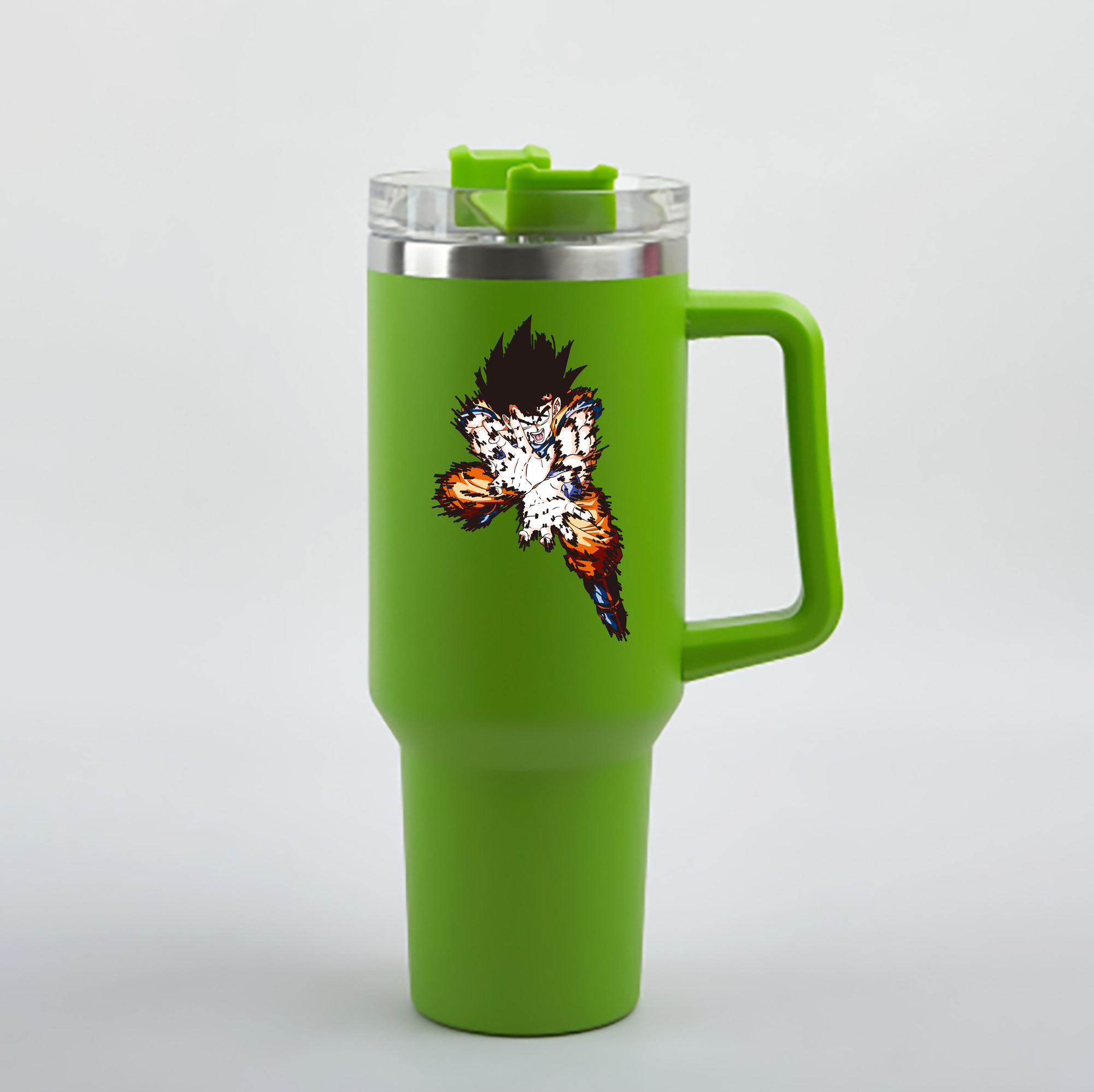 （画像用） ドラゴンボール 孫悟空（そん ごくう）Son Goku カカロット DRAGON BALL Kakarotto 1200mL車用タンブラー - クリスタルステッカー（プラスチックストロー付き）